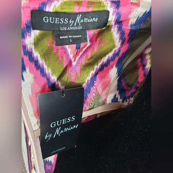 NWT Guess By Marciano Floral Pink & Brown Spagetti Strap Women's Maxi Dress Sz L - Picture 9 of 11